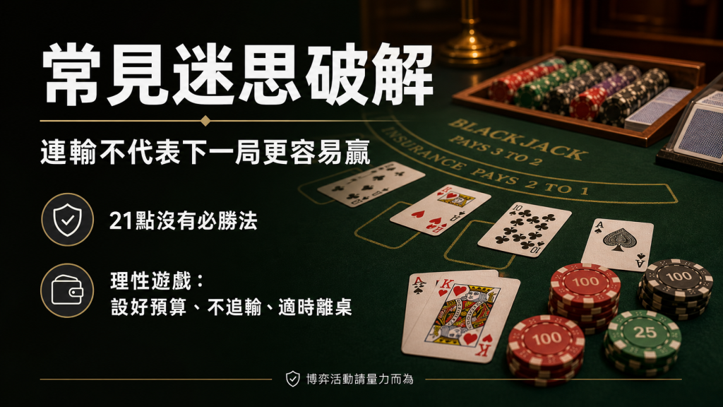 21點常見迷思破解,提醒沒有必勝法並應理性遊戲